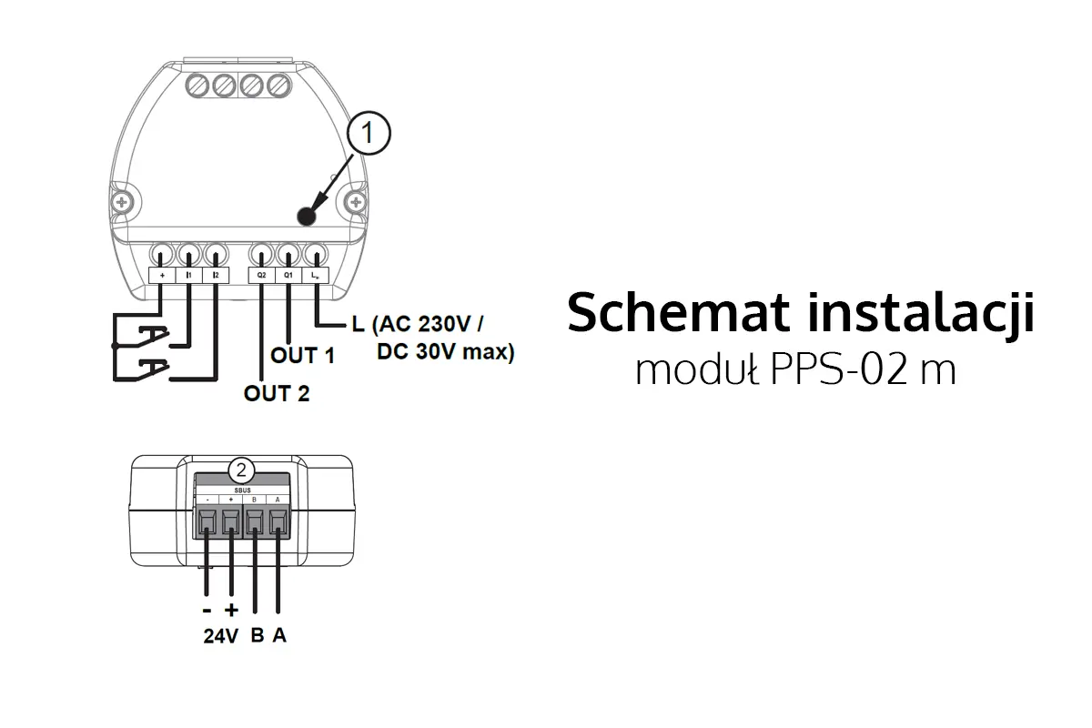 Schemat podłączenia - przekaźnik do puszki fi60 PPS-02m